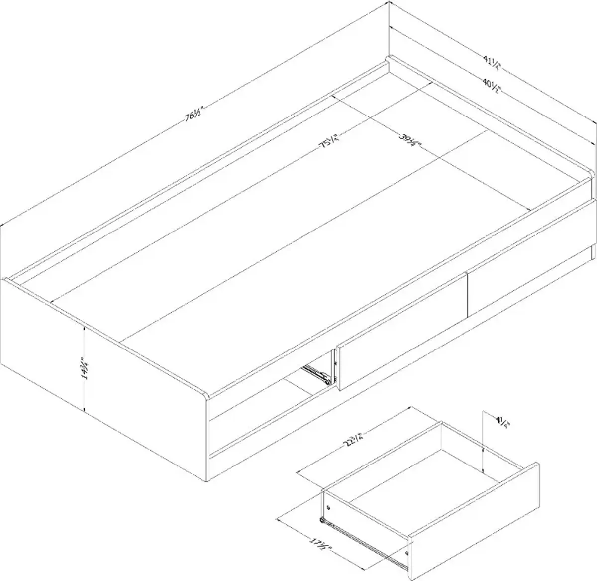 Hazen White Pine Twin Storage Bed