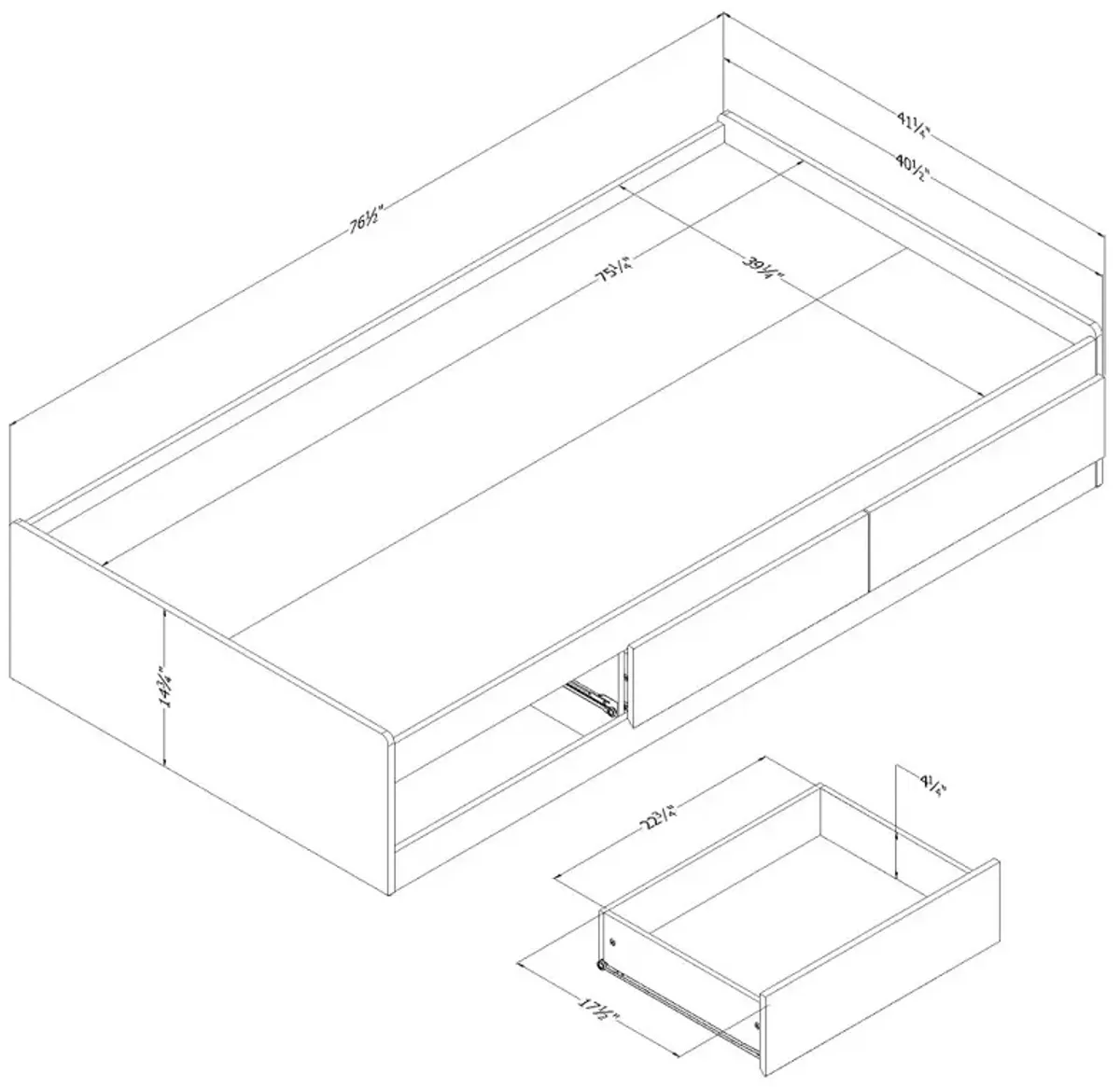 Hazen White Pine Twin Storage Bed