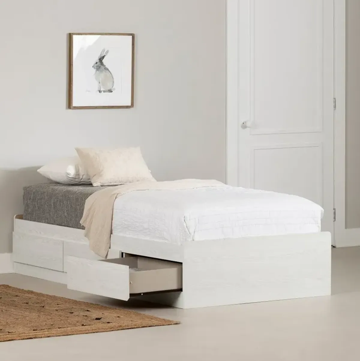 Hazen White Pine Twin Storage Bed