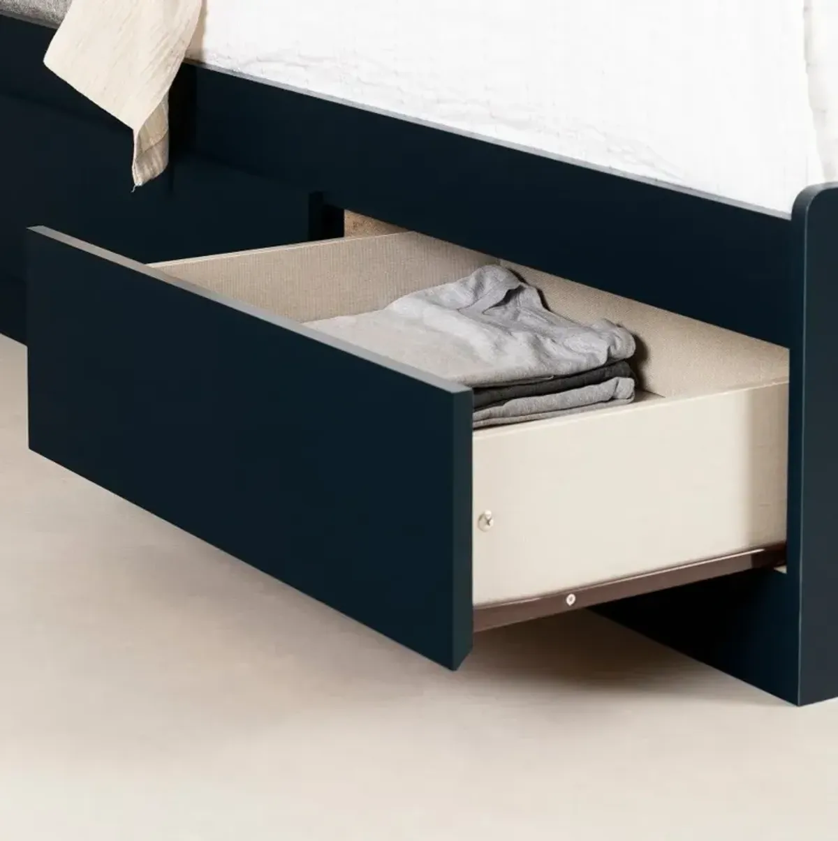 Hazen Navy Blue Twin Storage Bed