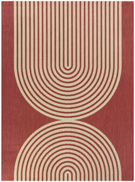 Cerise 8 x 10 Red Transitional Outdoor Patio Rug