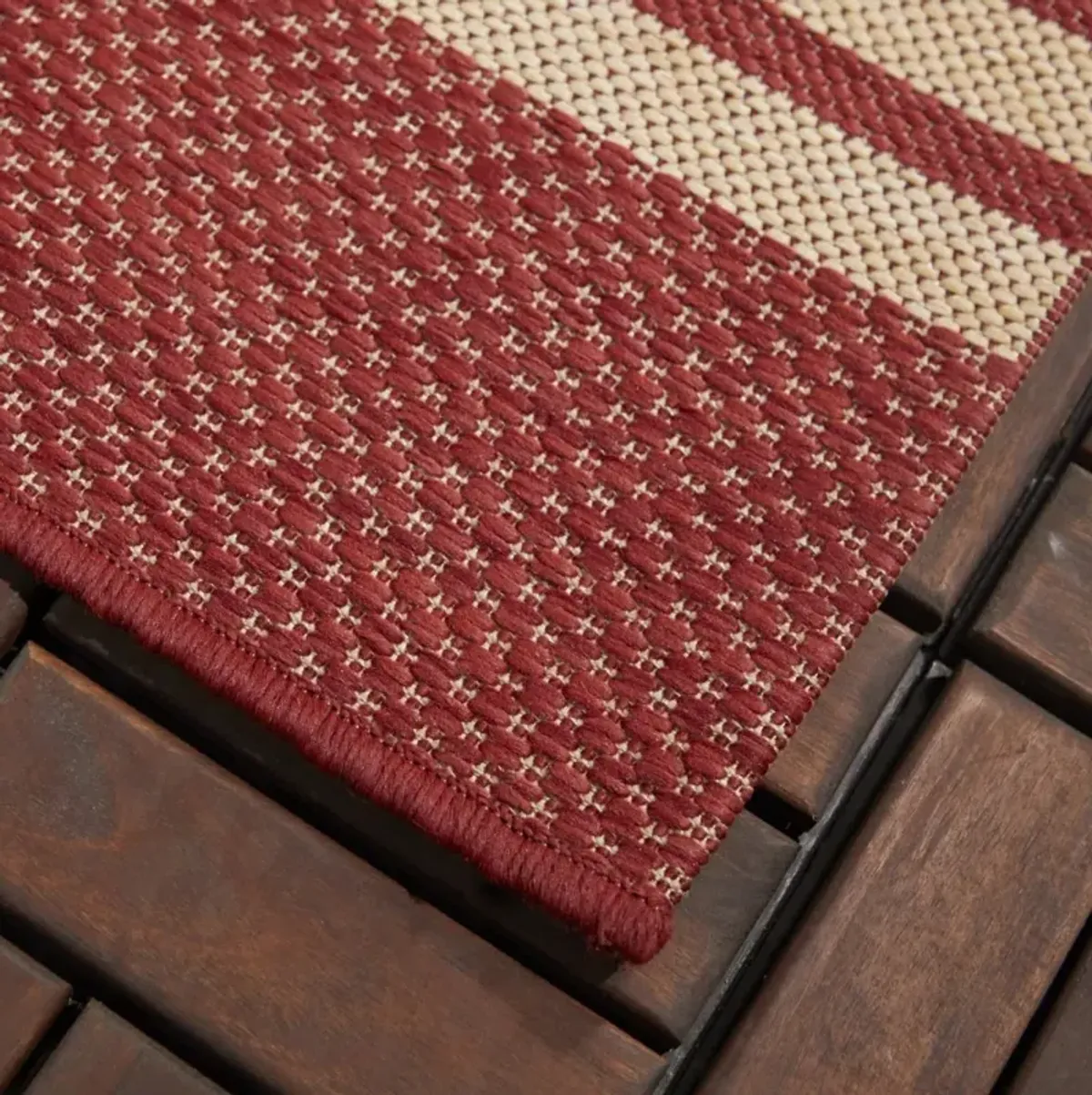 Cerise 8 x 10 Red Transitional Outdoor Patio Rug