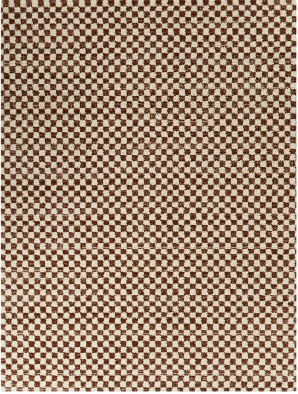 Mann 5 x 7 Checkered Orange Area Rug