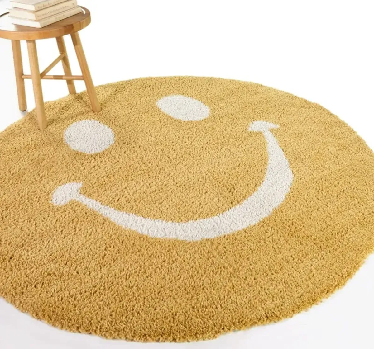 Mod-Tod Round Smiley Kids Shag Area Rug