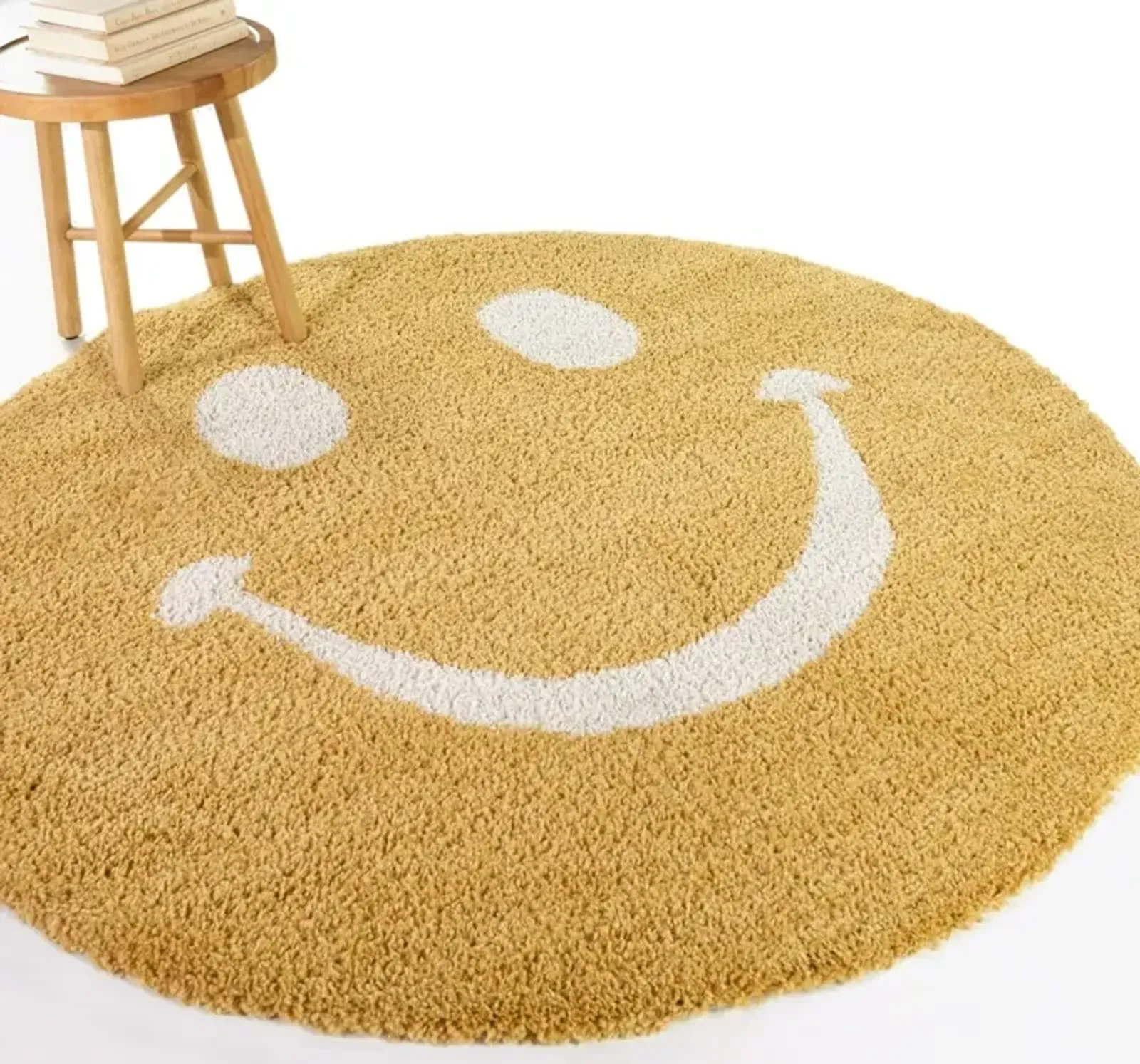 Mod-Tod Round Smiley Kids Shag Area Rug