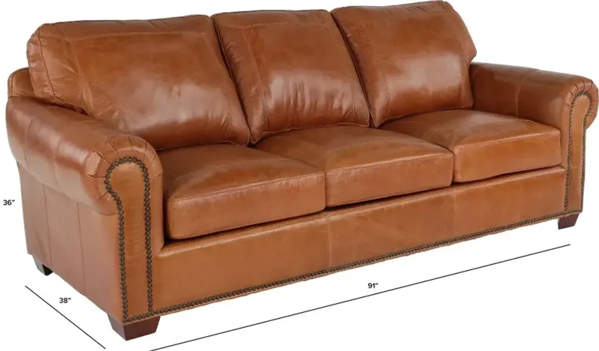 Tahoe Saddle Brown Leather Sofa