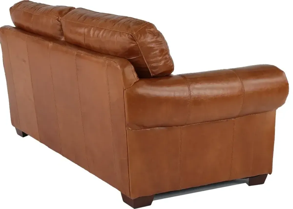 Tahoe Saddle Brown Leather Loveseat