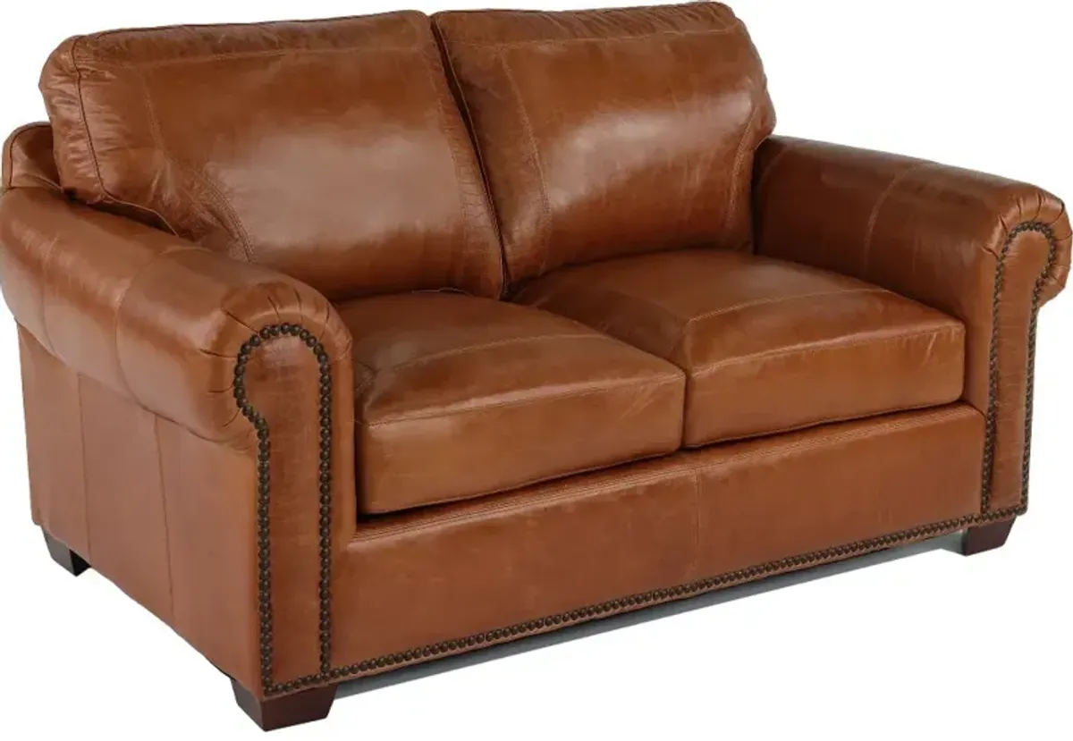 Tahoe Saddle Brown Leather Loveseat