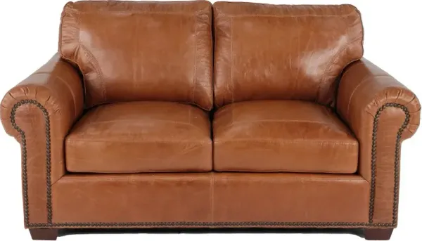 Tahoe Saddle Brown Leather Loveseat