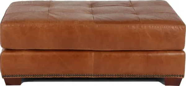 Tahoe Saddle Brown Leather Cocktail Ottoman