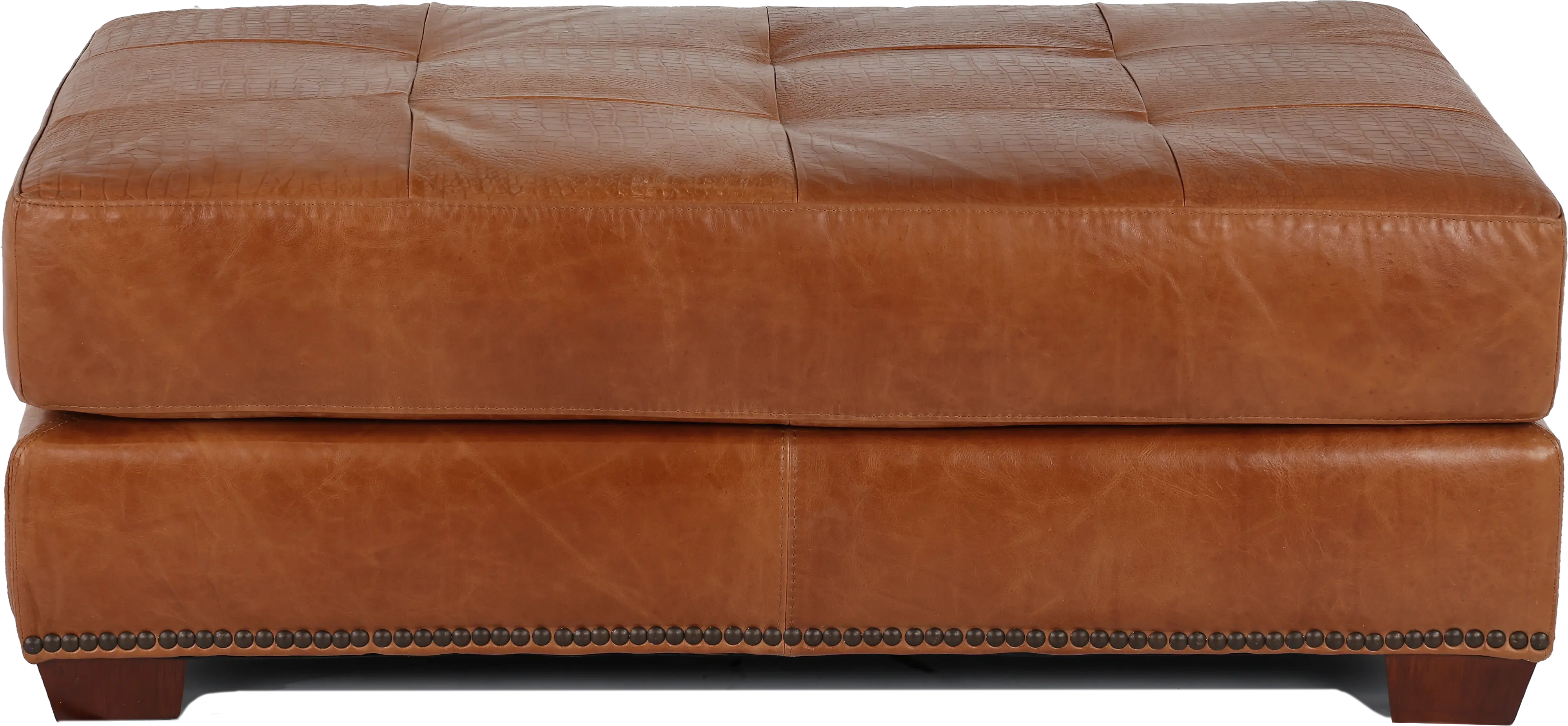 Tahoe Saddle Brown Leather Cocktail Ottoman