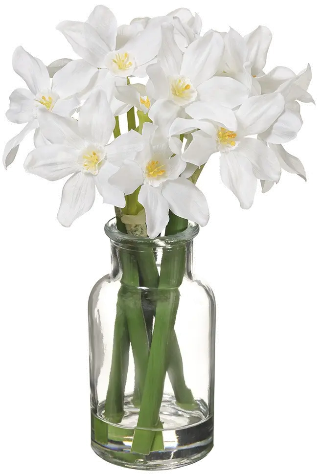 9 Inch Faux White Narcissus Arrangement