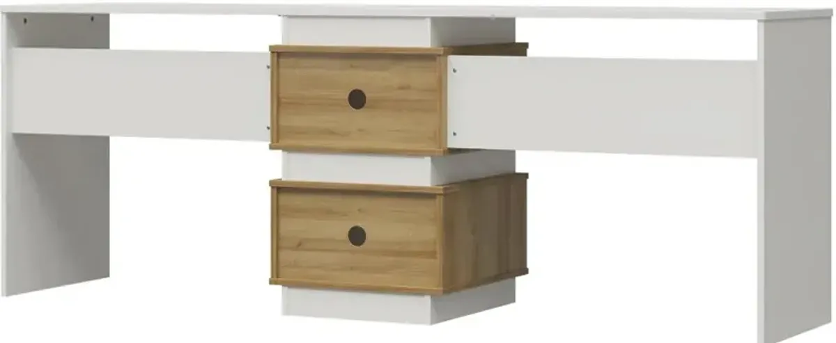 Nelson White & Natural Oak 2 Way Desk