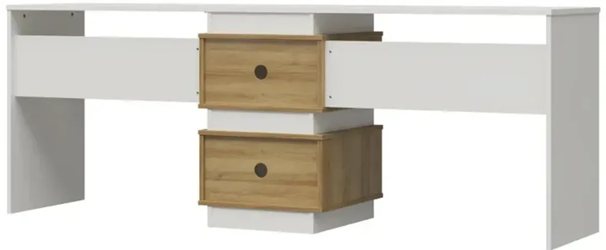 Nelson White & Natural Oak 2 Way Desk