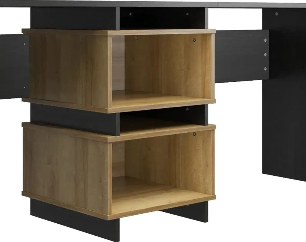 Nelson Black & Natural Oak 2 Way Desk