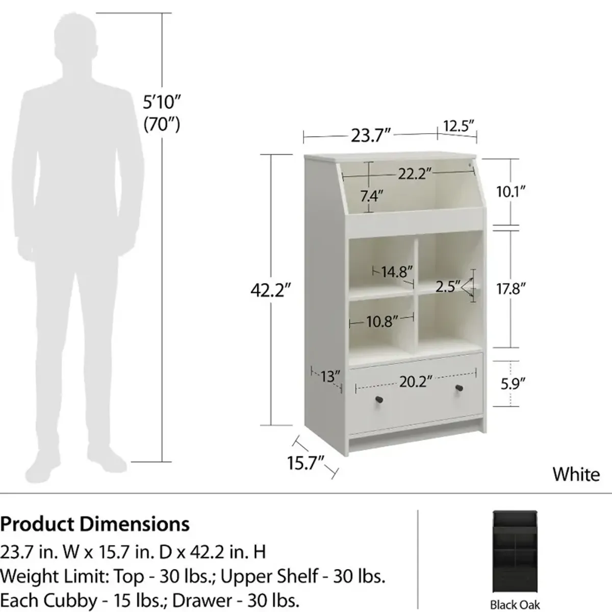 The Loft White 1-Drawer Storage Tower