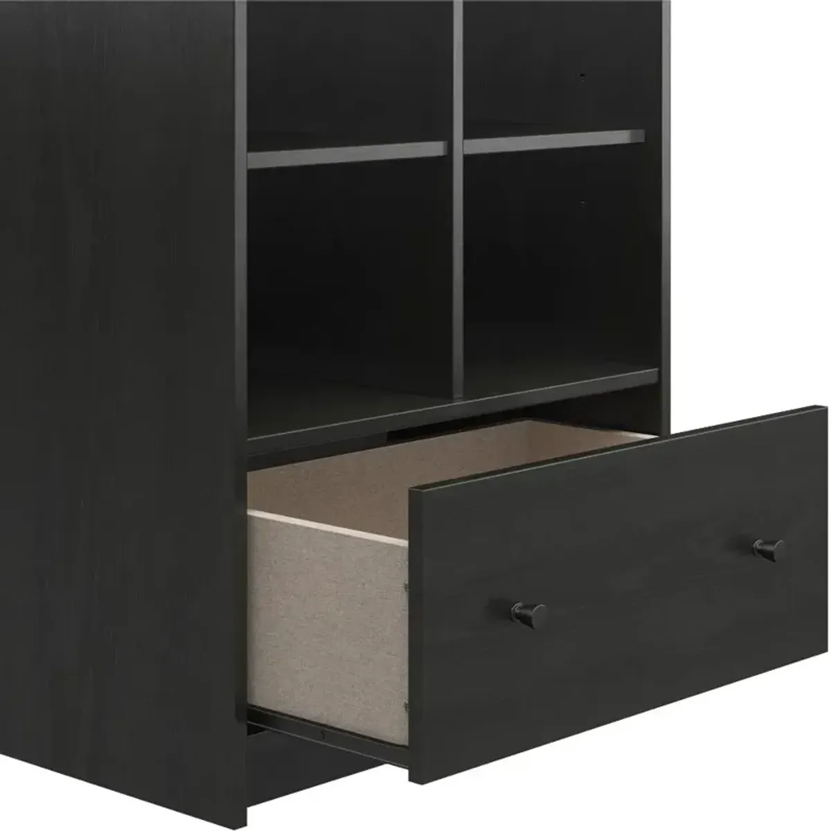 The Loft Black Oak 1-Drawer Storage Tower