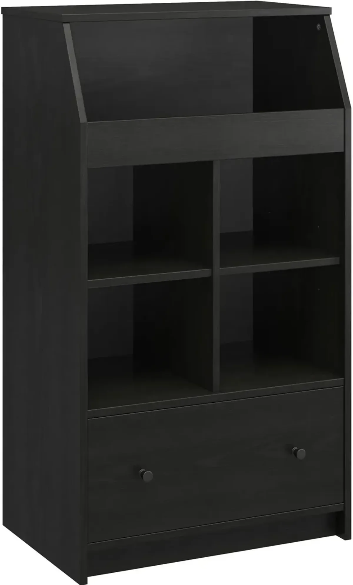 The Loft Black Oak 1-Drawer Storage Tower