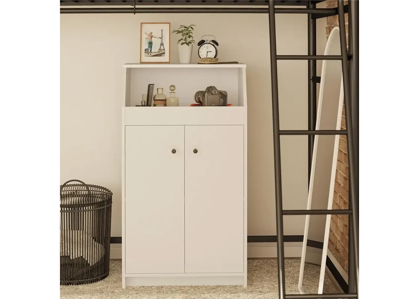 The Loft White 2-Door Storage Tower