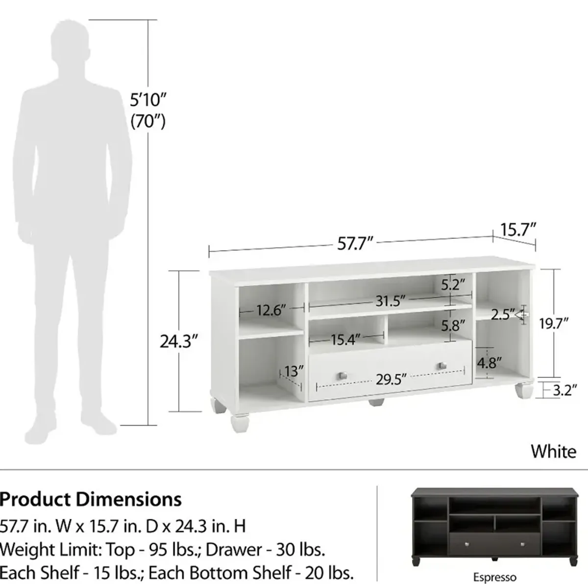 Brett 57" Espresso TV Stand