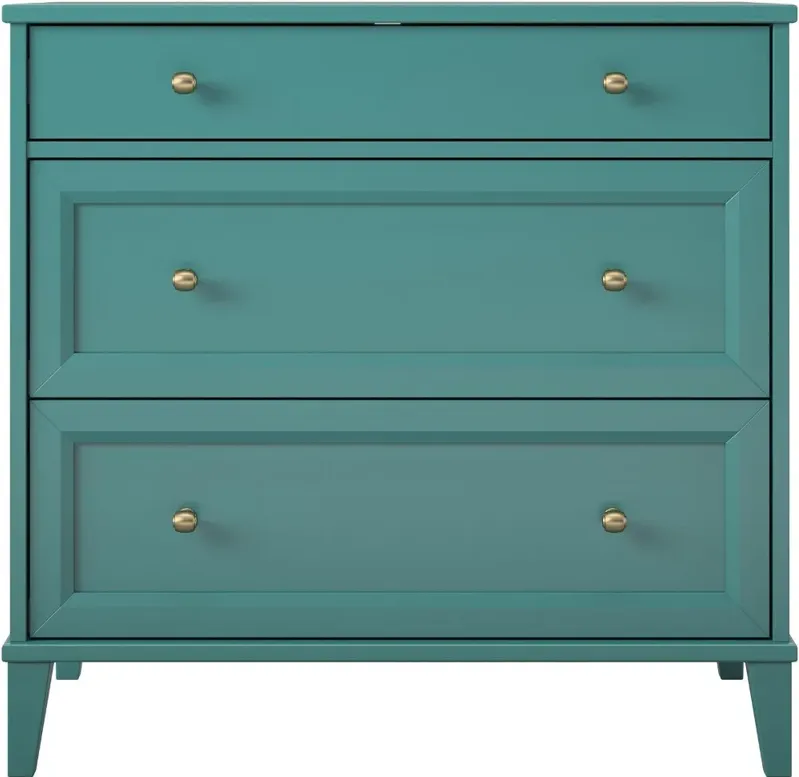 Monticello Emerald Green 2 Drawer Cabinet w/ Pull-out Desk