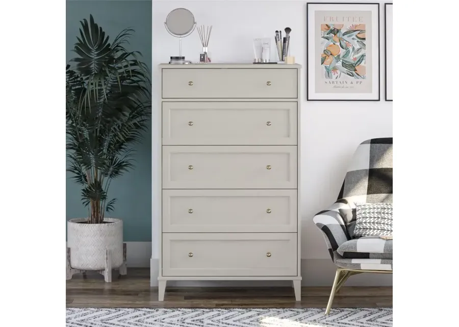 Monticello Taupe 5-Drawer Chest of Drawers