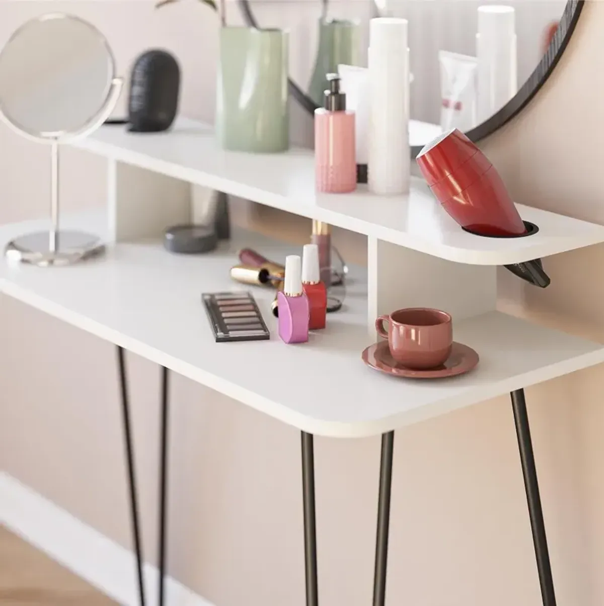 Kimberly White Mid-Century Modern Vanity