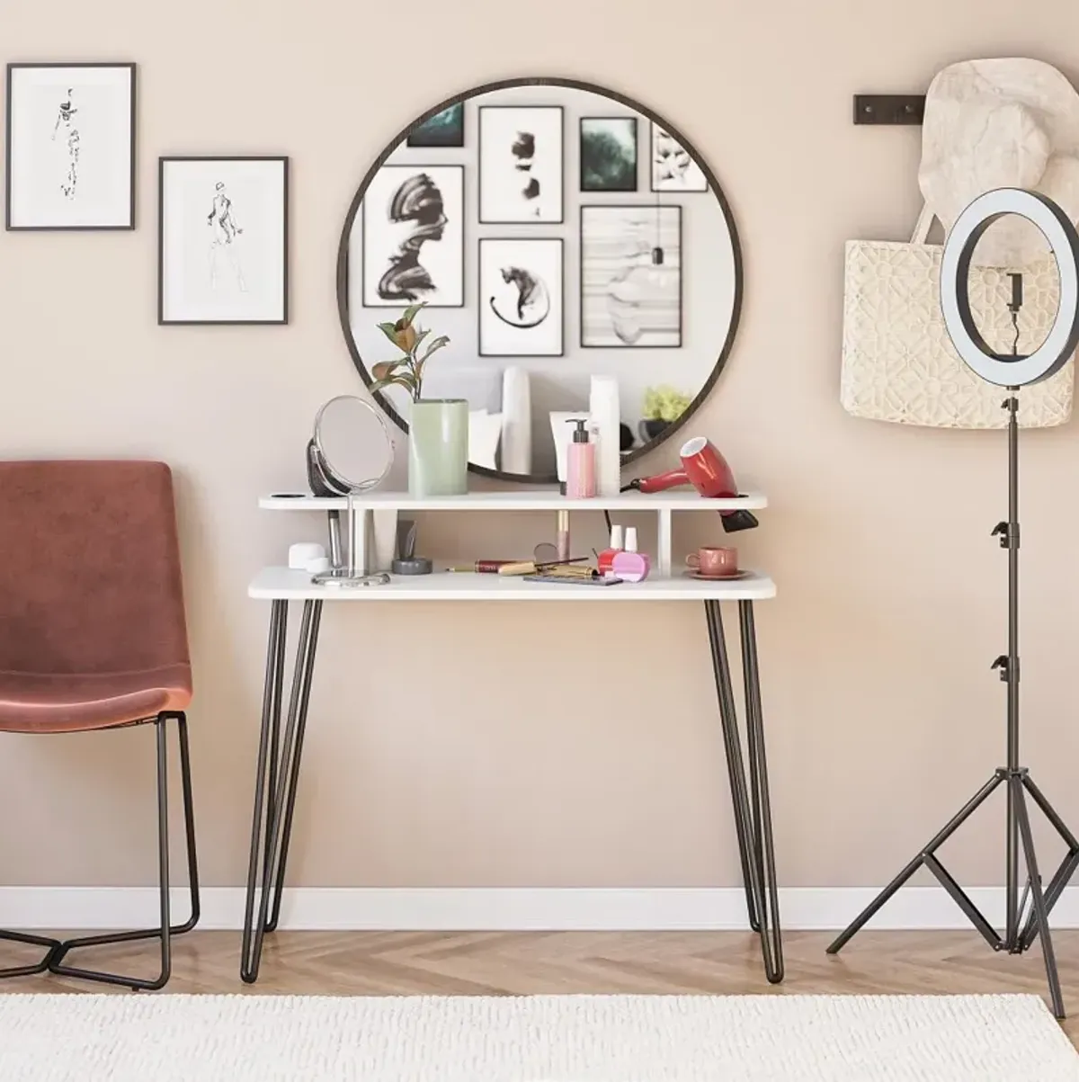 Kimberly White Mid-Century Modern Vanity