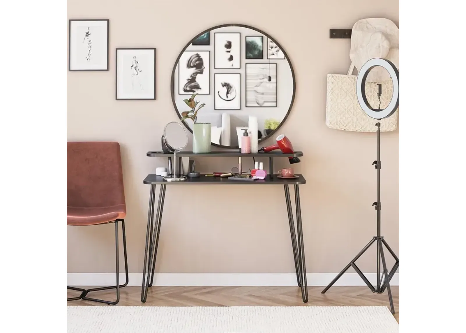 Kimberly Black Mid-Century Modern Vanity