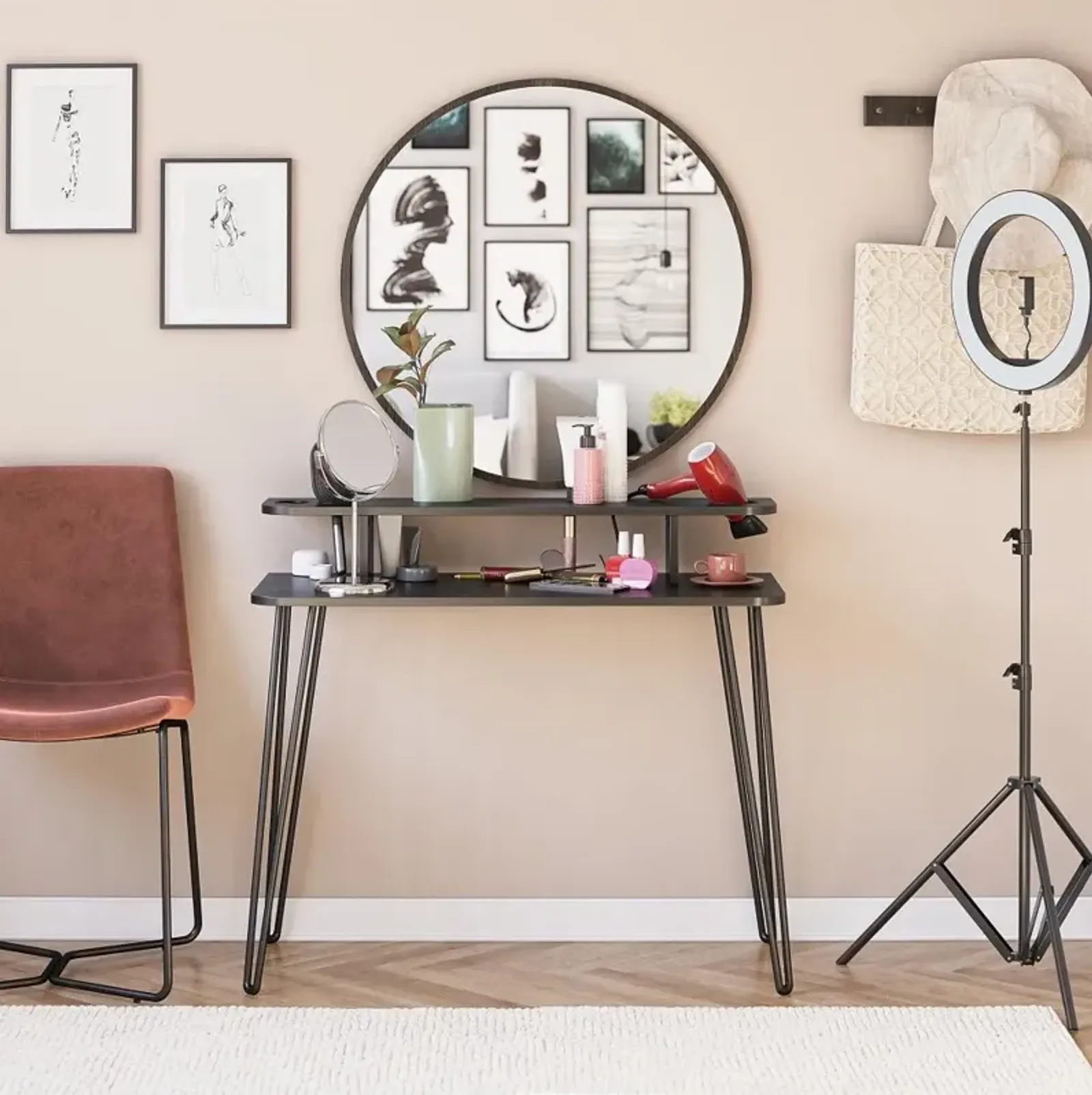 Kimberly Black Mid-Century Modern Vanity