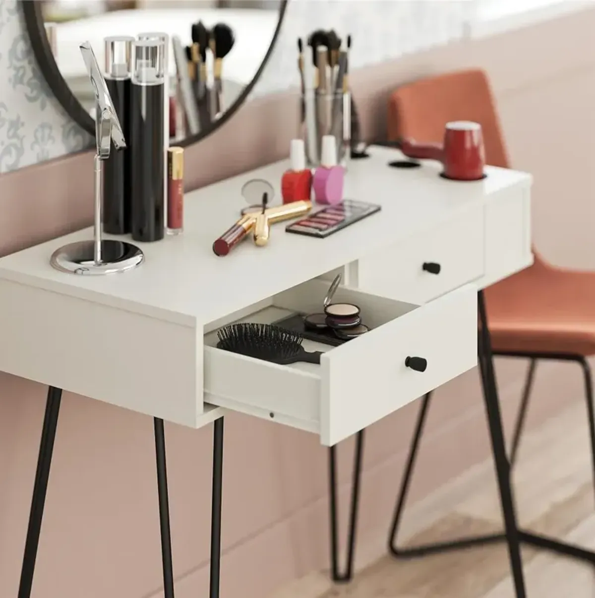 Kimberly White Vanity with Drawers