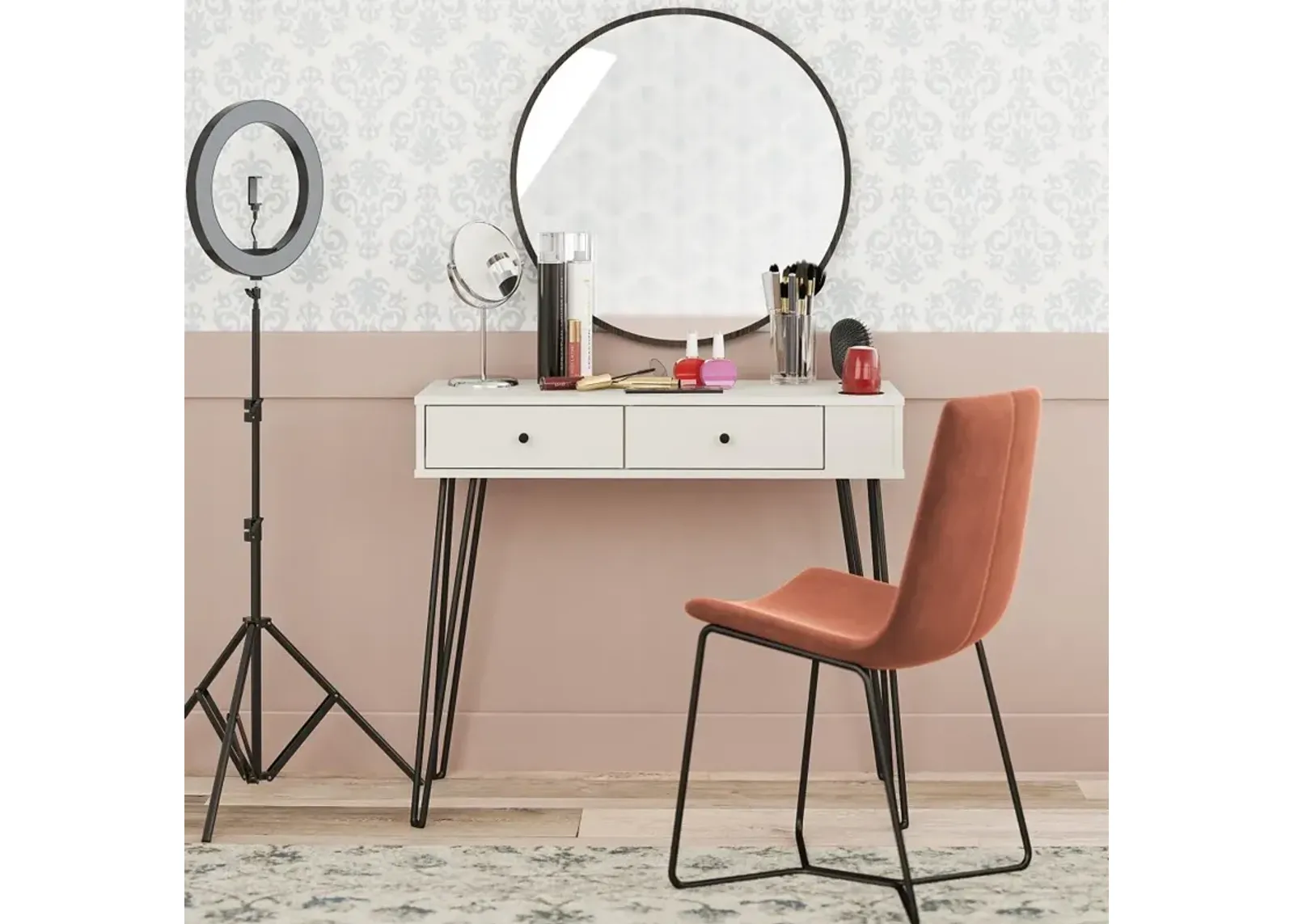 Kimberly White Vanity with Drawers