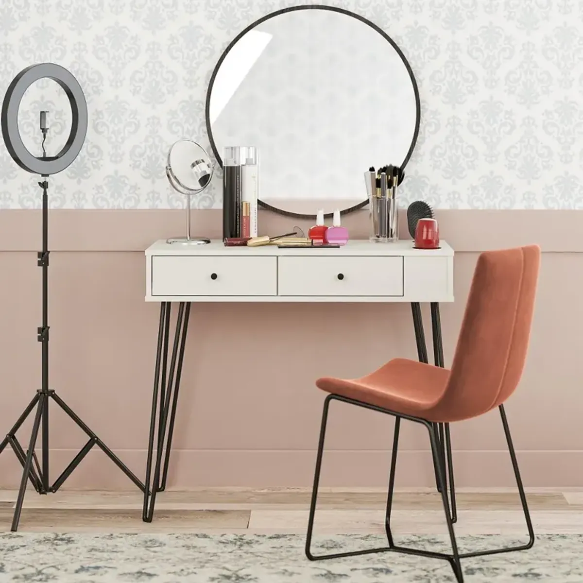 Kimberly White Vanity with Drawers