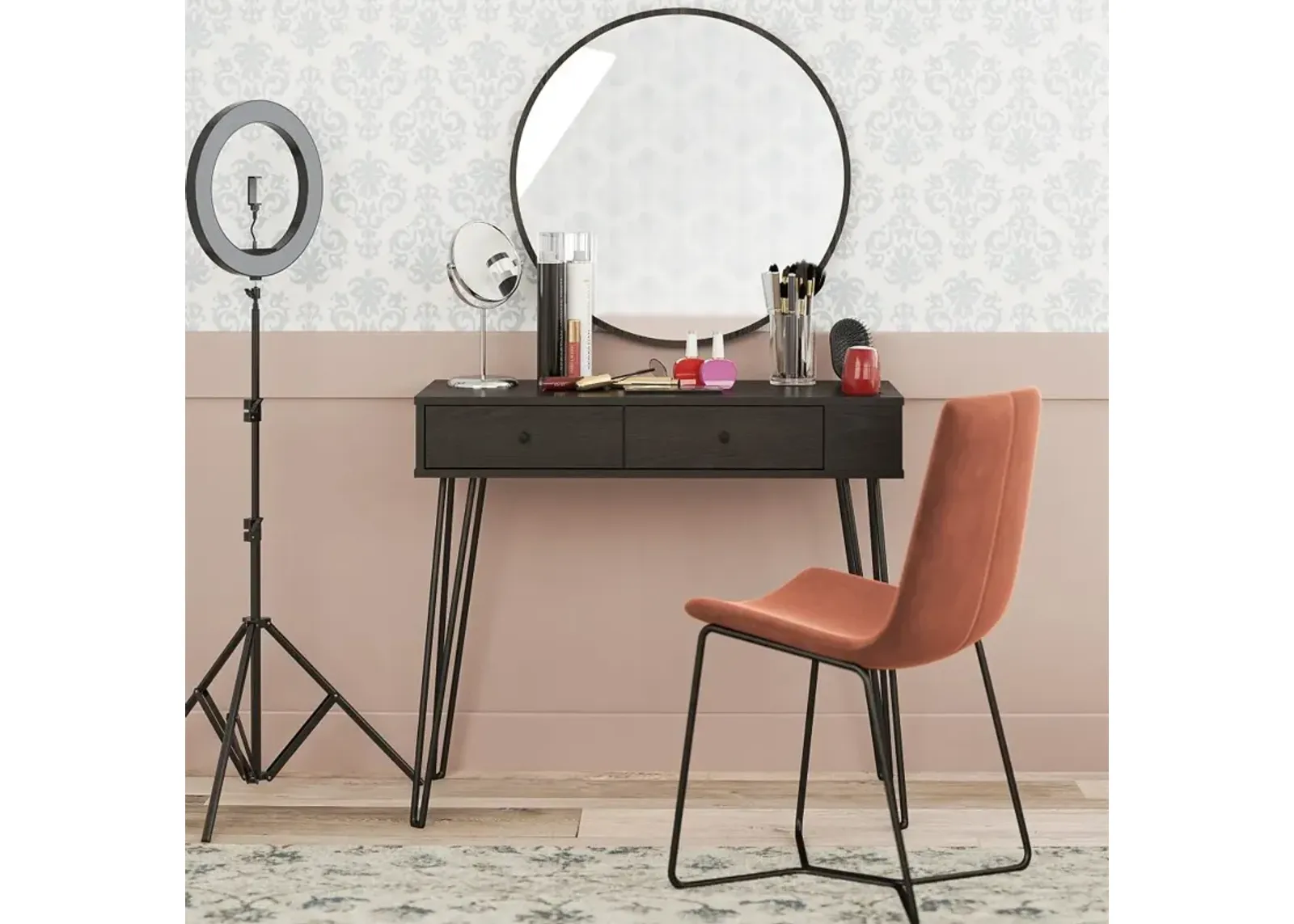 Kimberly Black Vanity with Drawers