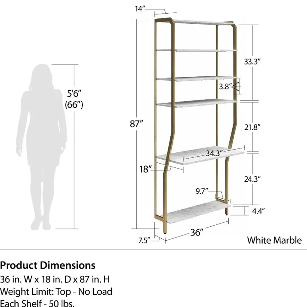 Gwyneth White Marble Closet Vanity with Shelves