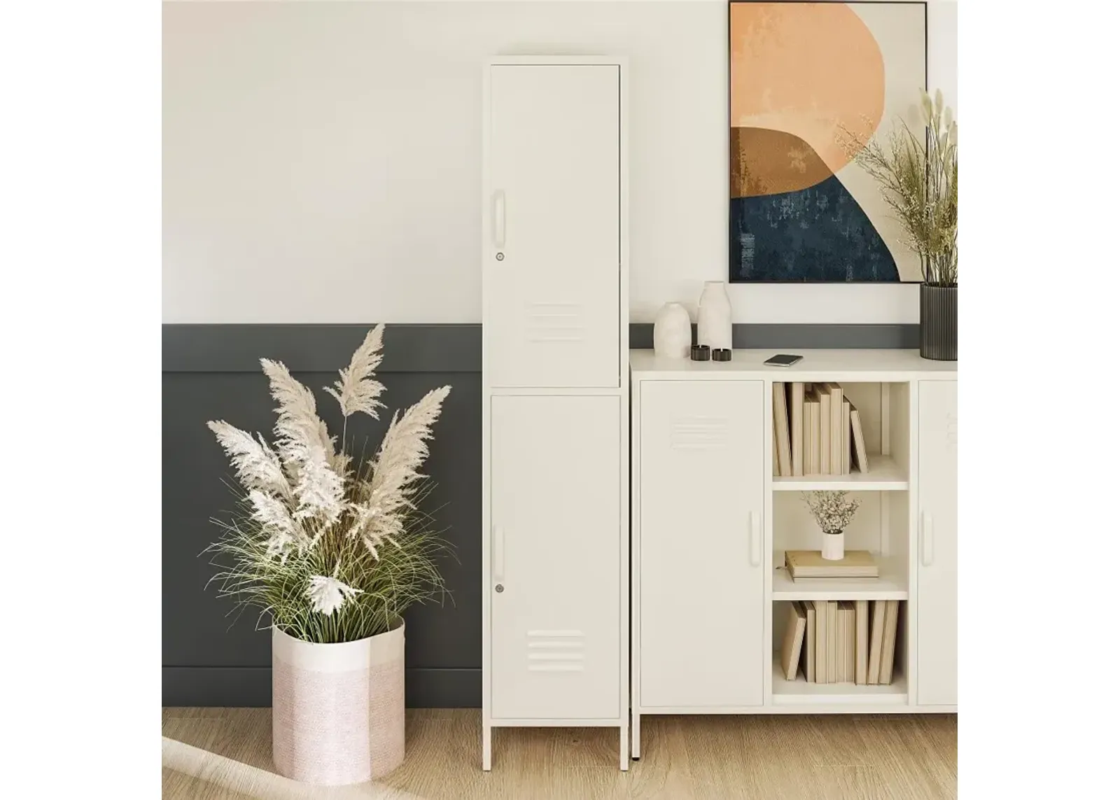 Mission White 2-Door Locker Storage Cabinet