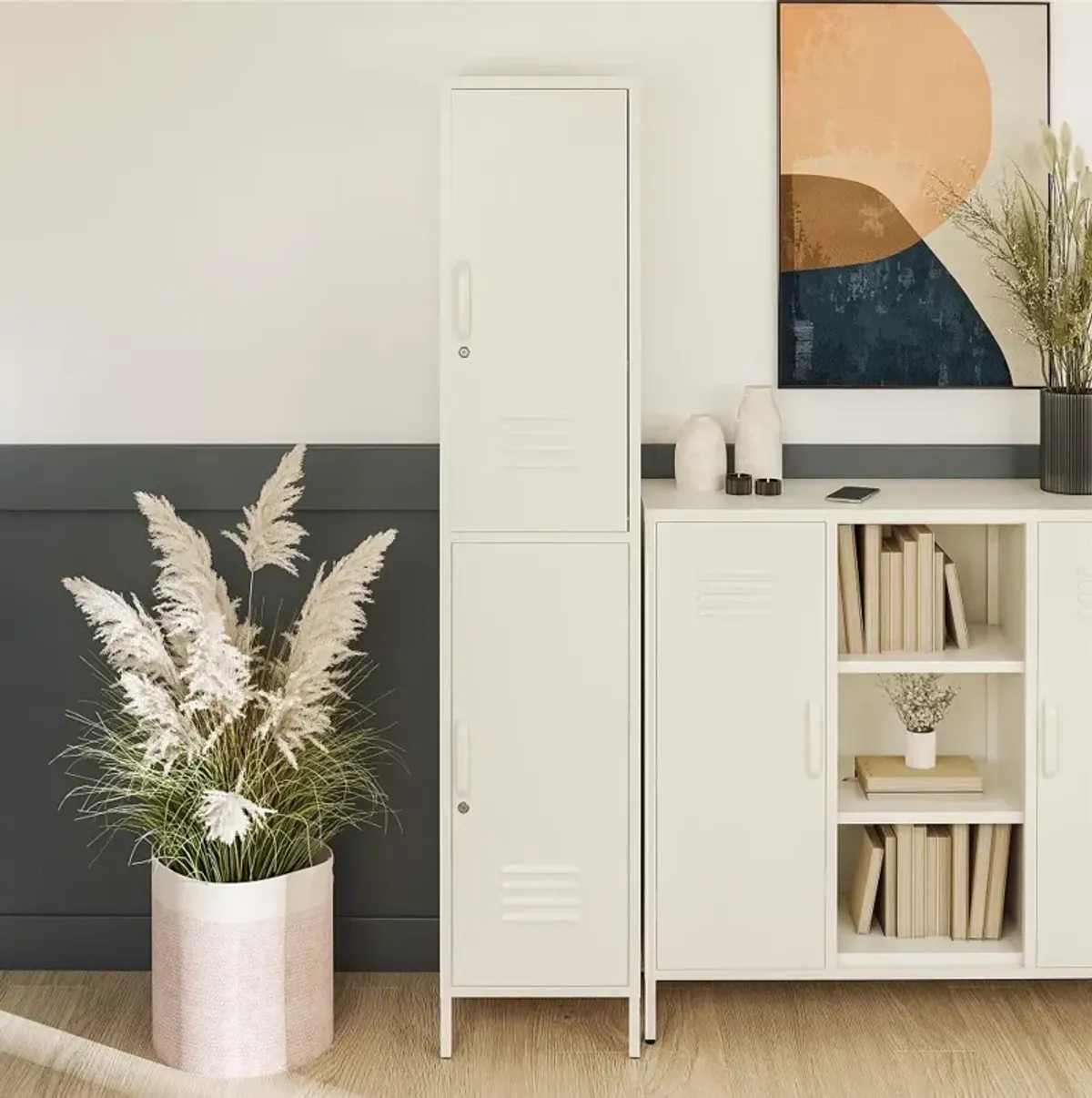 Mission White 2-Door Locker Storage Cabinet