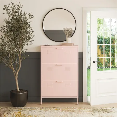 Mission Pale Pink 3-Door Locker-Style Shoe Cabinet