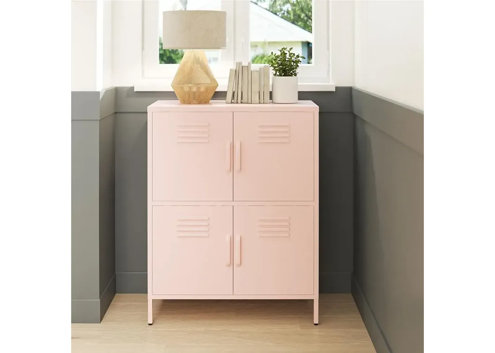 Mission Pale Pink 4-Door Locker Storage Cabinet