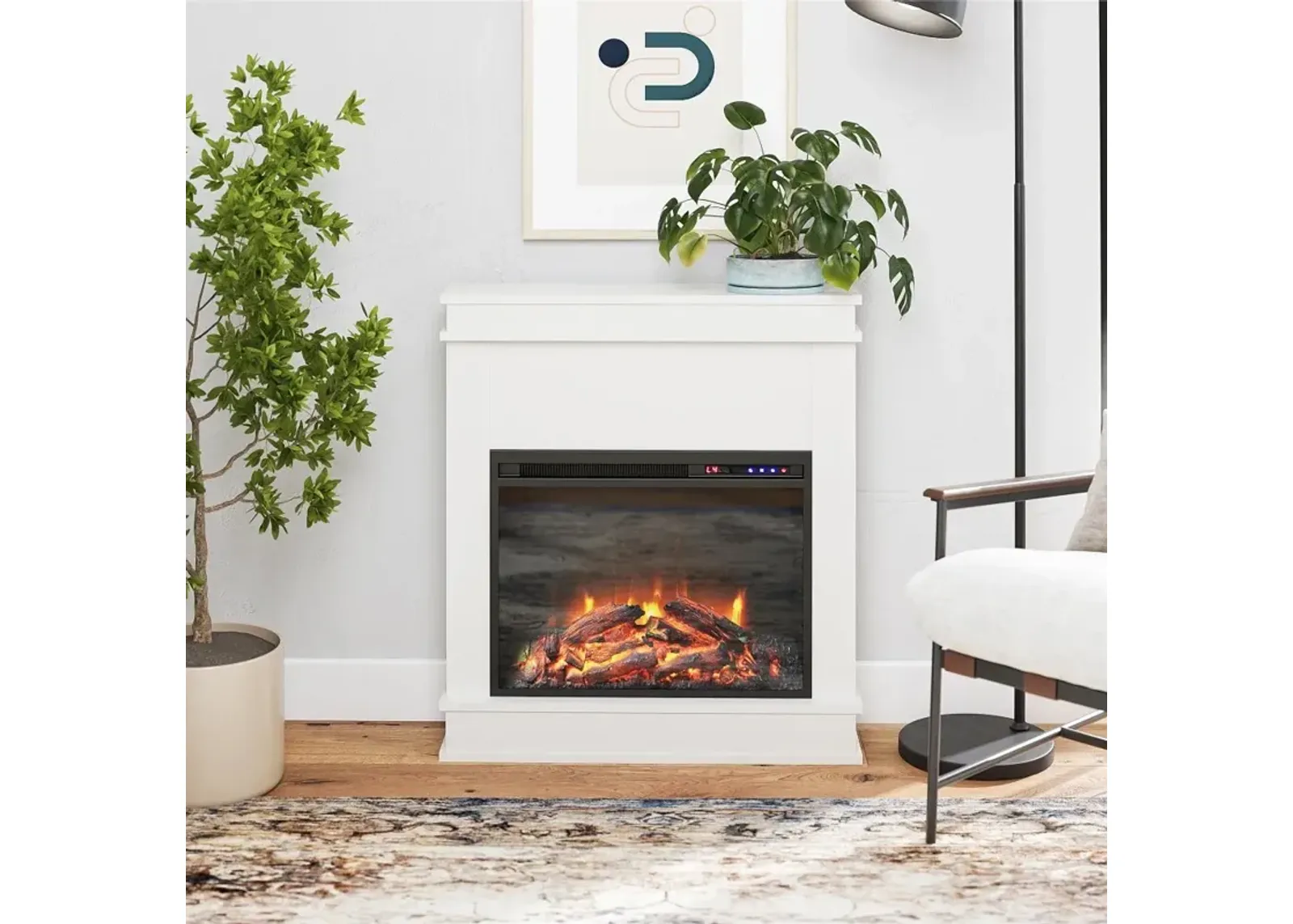 Mateo White Fireplace with Mantel