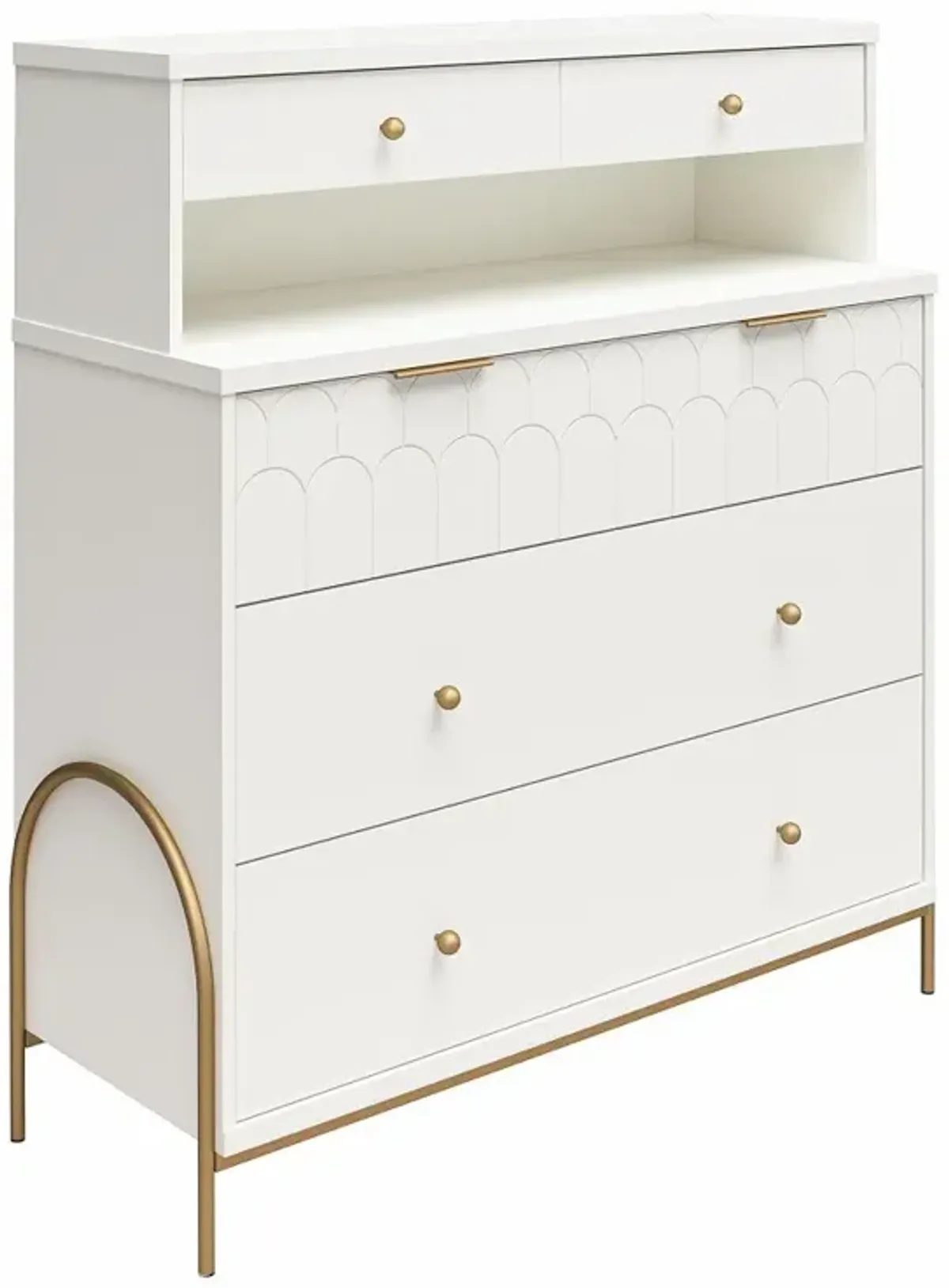 Anastasia White & Gold Dresser with Hutch