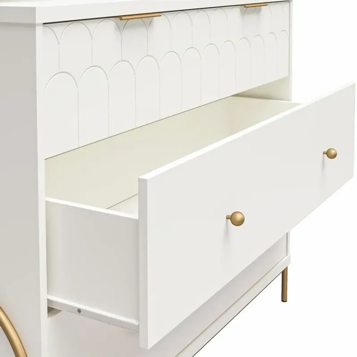 Anastasia White & Gold Dresser with Hutch