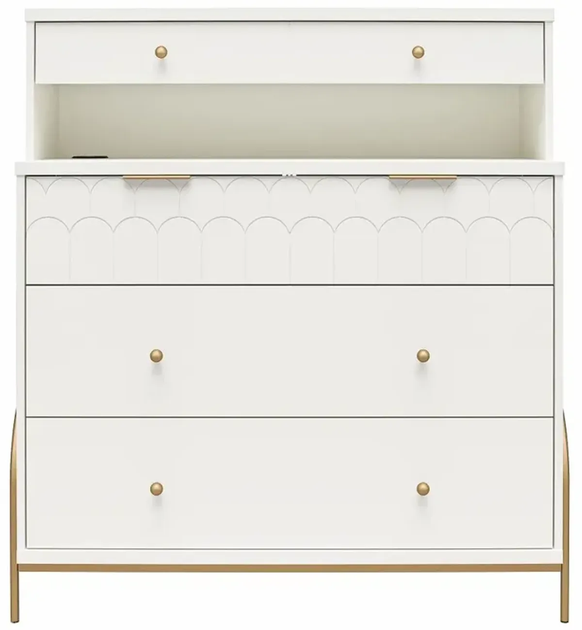 Anastasia White & Gold Dresser with Hutch