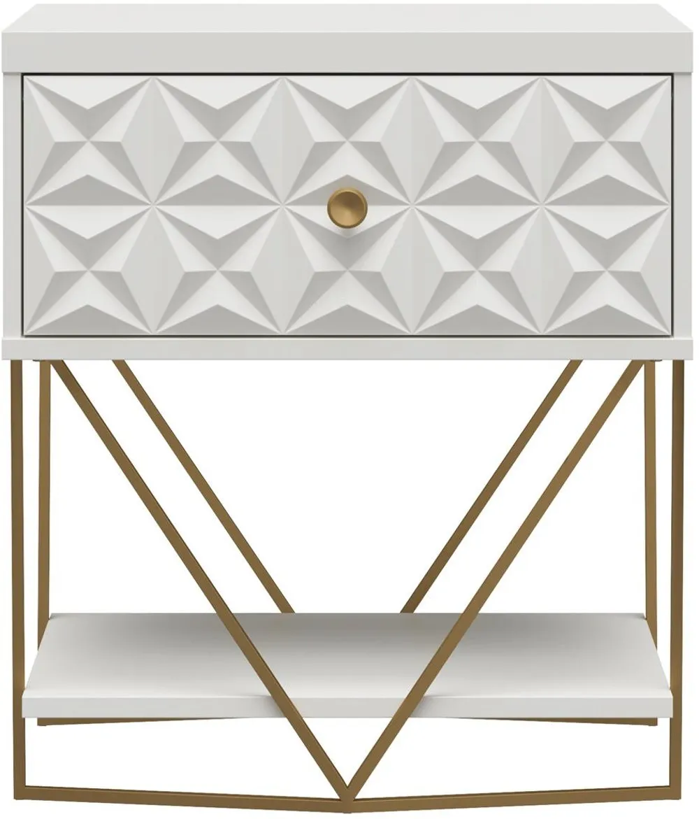 Blair Geometric White Accent Table