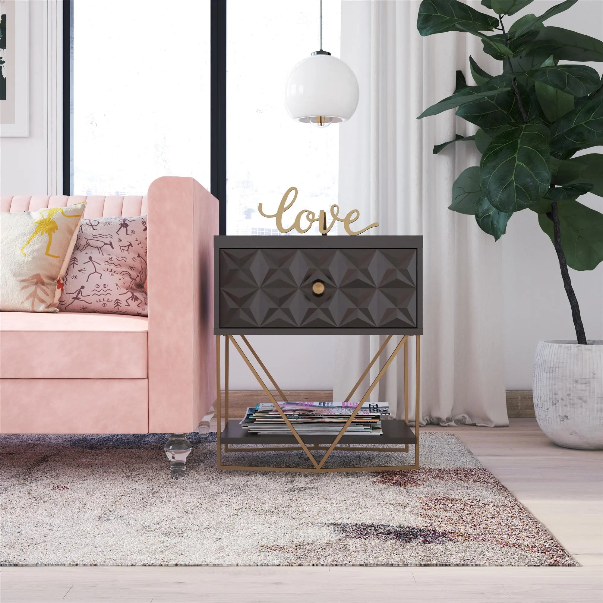 Blair Geometric Black Accent Table