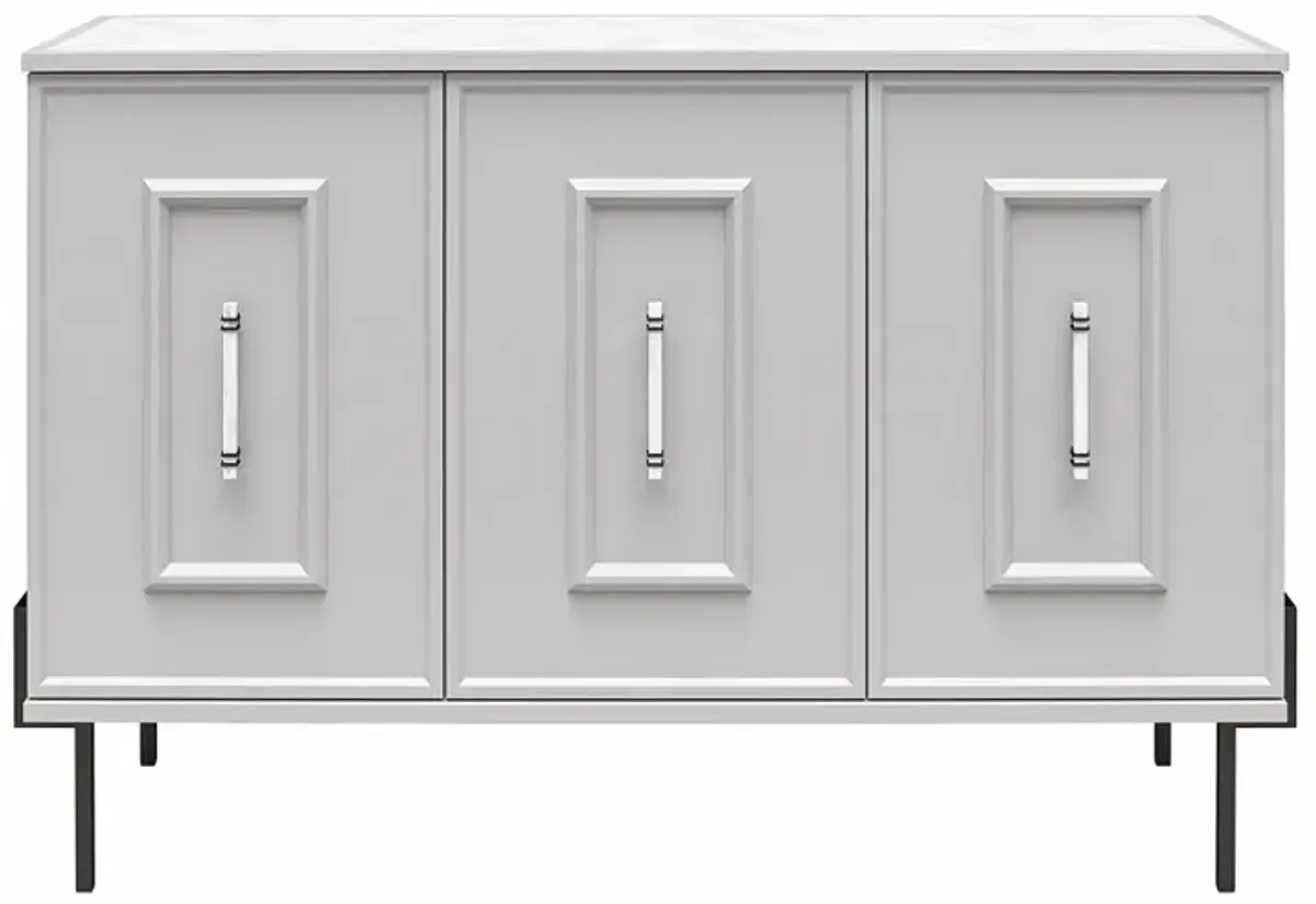 Liberty Dove Gray 3-Door Accent Cabinet with Marble Top