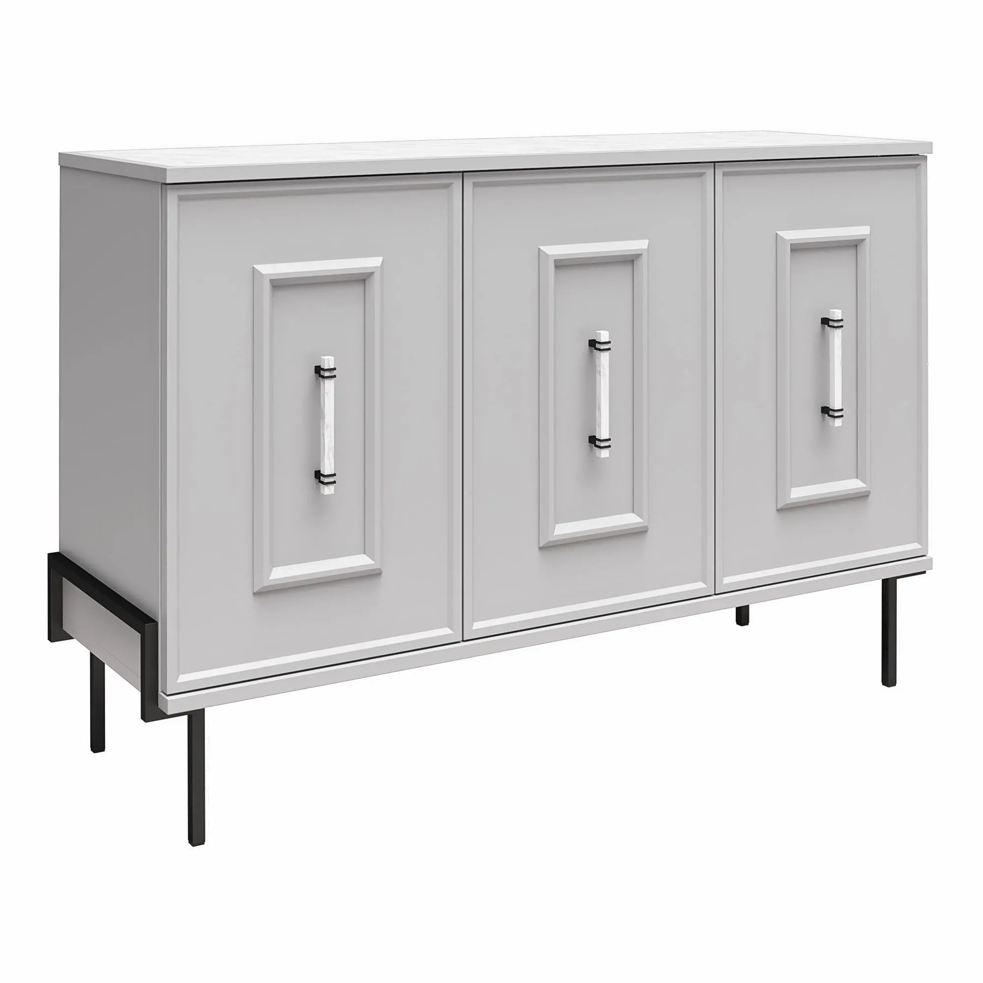 Liberty Dove Gray 3-Door Accent Cabinet with Marble Top