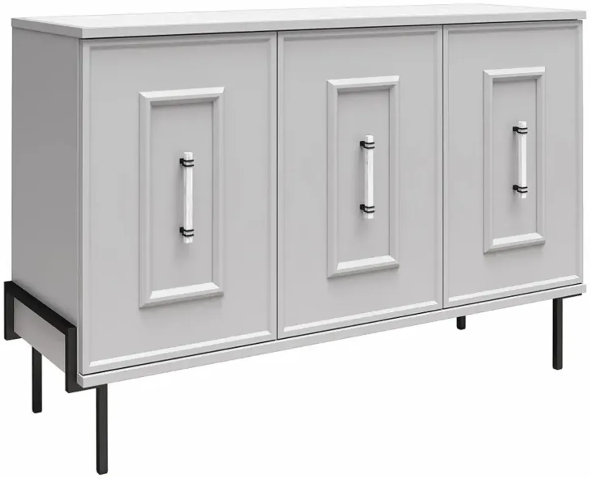 Liberty Dove Gray 3-Door Accent Cabinet with Marble Top