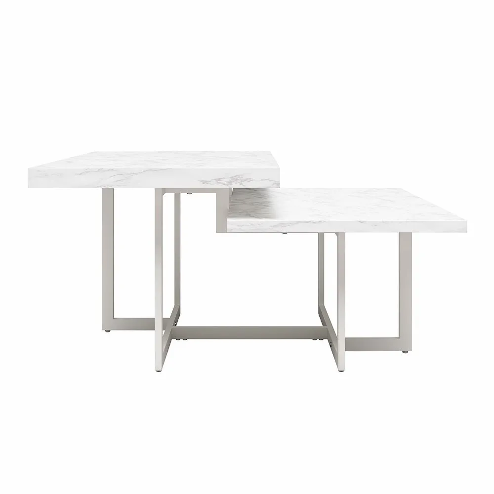 Brielle Modern White Marble Coffee Table