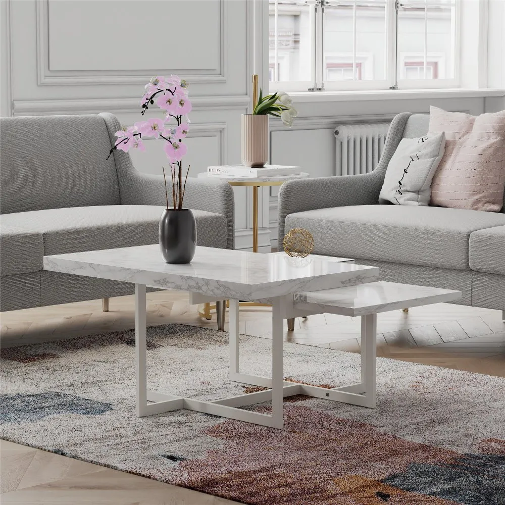 Brielle Modern White Marble Coffee Table